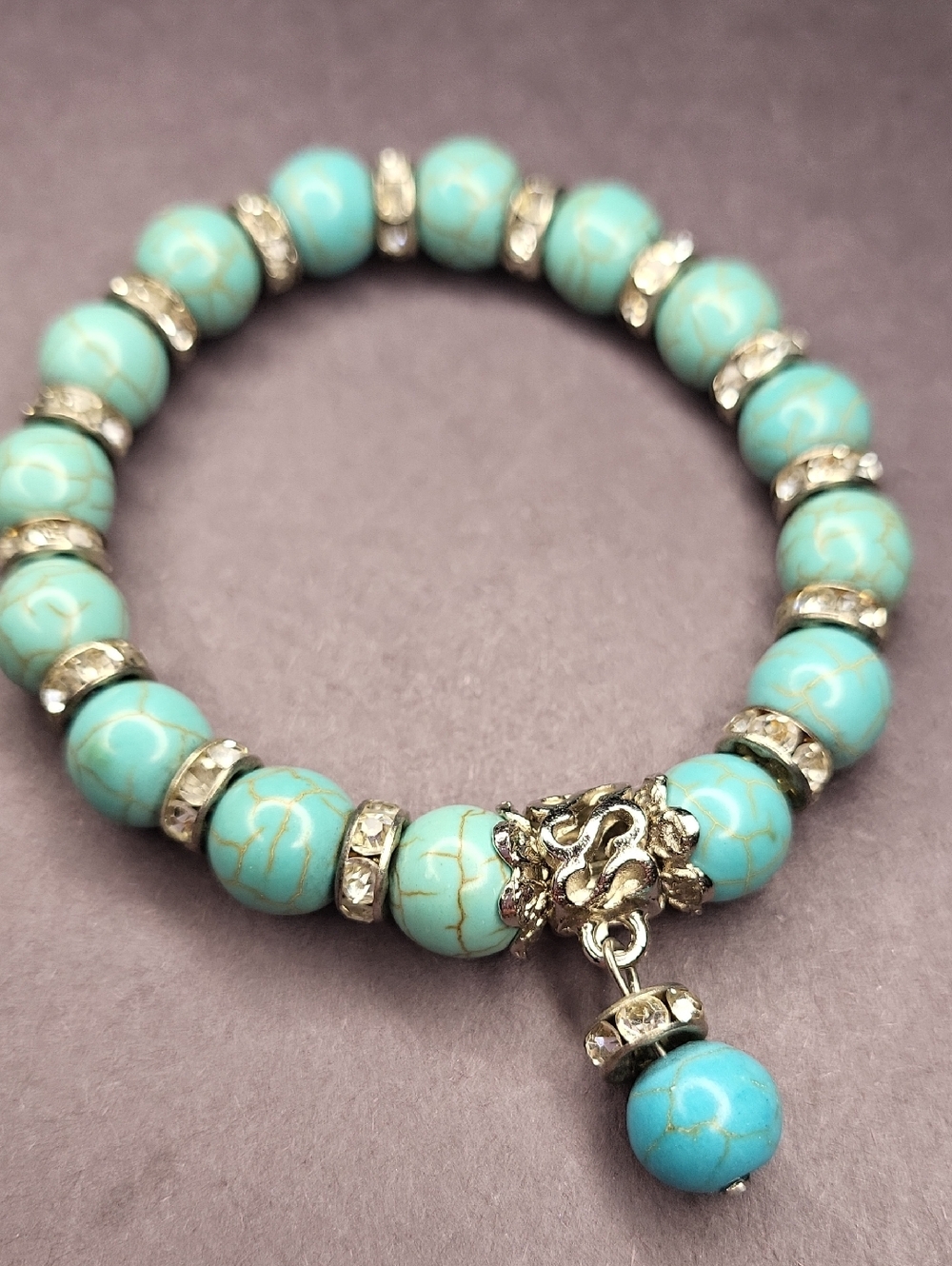Turquoise Beaded Bracelet with Silver Accents